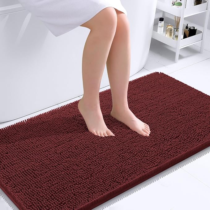 OLANLY Large Bathroom Rugs 40x24, Soft Absorbent Chenille Bath Rugs, Rubber by OLANLY