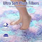 PAGISOFE Cute Furry Pastel Rug for Girls Bedroom, Soft Adorable Rainbow Purple - Image 3