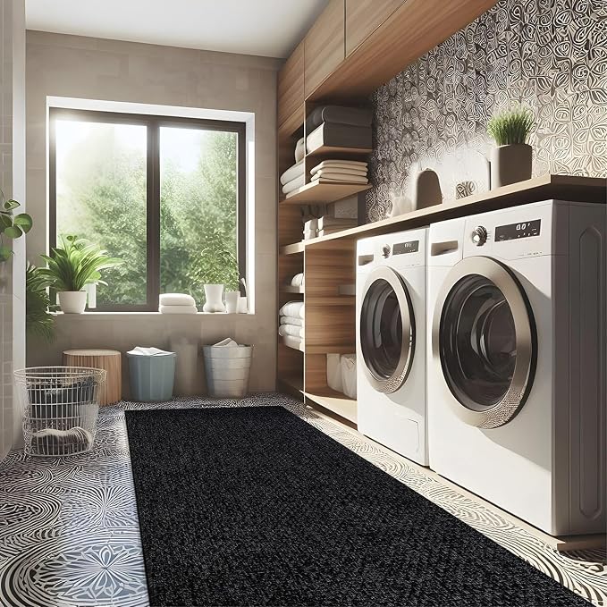 CAMILSON Indoor and Outdoor Runner Rug Dark Gray Black Solid Boho Woven Design - Image 10