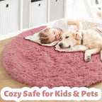 Amdrebio Blush Fluffy Round Rug 4Ft - Image 3