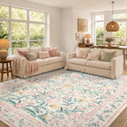 Wonnitar Machine Washable 10x14 Area Rugs, Large Living Room Rug Floral Pink by Wonnitar
