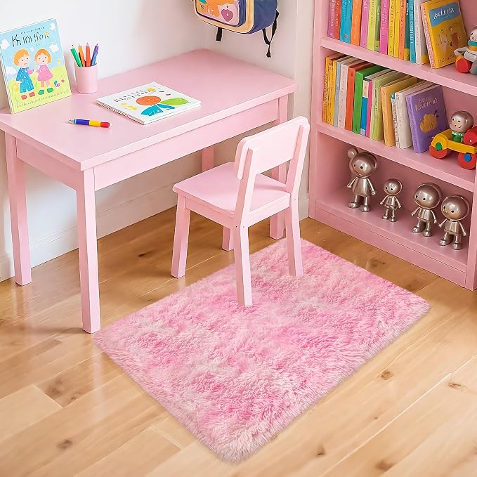 2x3 Small Pink Rug for Girls Room Soft Plush Pink Fluffy Rug for Bedroom Girls - Image 2