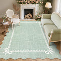 GarveeHome Scalloped Bow Rug for Living Room, Sage Green Rug for Dorm, Washable by GarveeHome