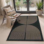 Lahome Enfys Modern Rainbow Easy Jute Outdoor Patio Rug, 3x5 Black Washable Rugs - Image 6