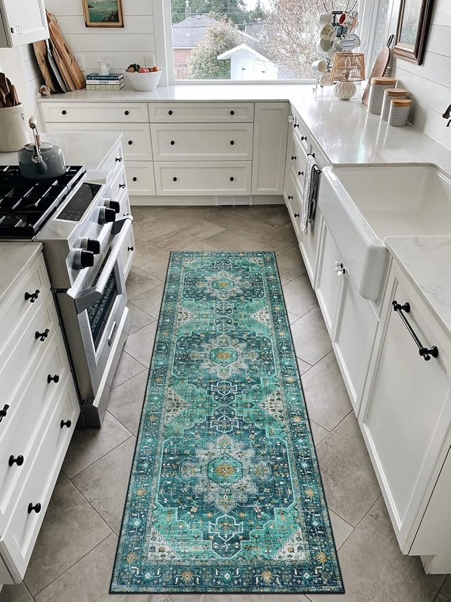 Moynesa Ultra-Thin Washable Vintage Runner Rug - Image 6