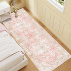Latte&Fog 2.6x8 Washable Hallway Runner Pink Rug, Non Slip Runner Rugs - Image 3
