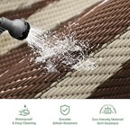 GENIMO Outdoor Rug Waterproof for Patio, Outside Area Mat for Rv, Coffee & Beige - Image 7