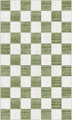 Green White Checkered Entry Rug - Image 7