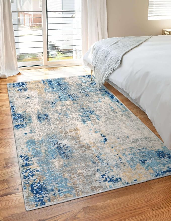 Lahome Modern Abstract Area Rug 3x5, Washable Bedroom Rug Soft Throw Entry Mat - Image 9