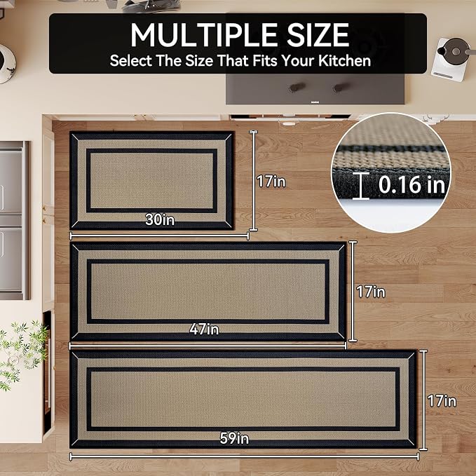 Kitchen Mat Non Slip, Washable Kitchen Rugs, Absorbent Kitchen Mats - Image 2