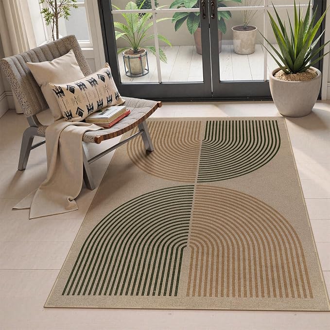 Lahome Modern Rainbow Easy Jute 3x5 Patio Rug, Washable Rugs by Lahome