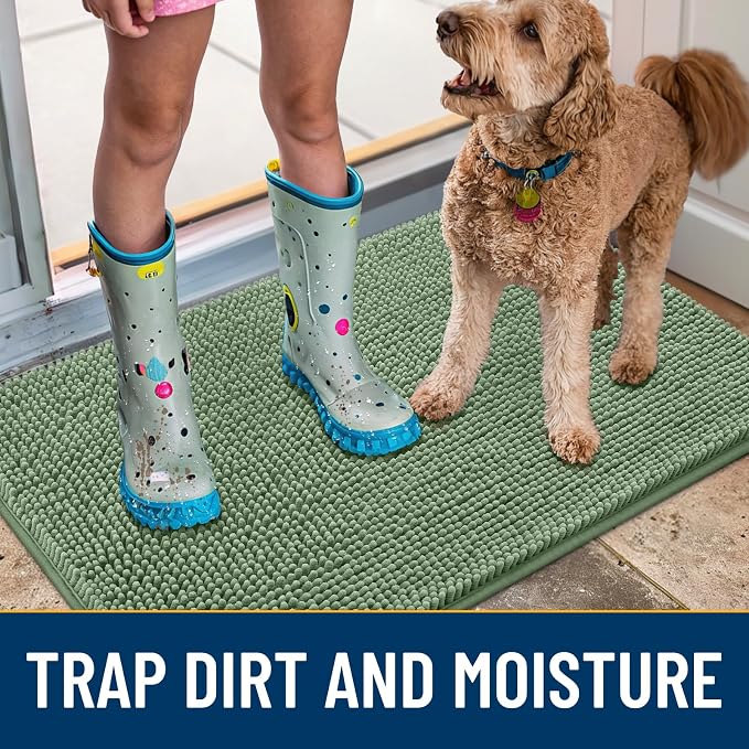 Smiry Dog Door Mat for Muddy Paws 24x16, Absorbent Dirt Trapper, Non-Slip - Image 3
