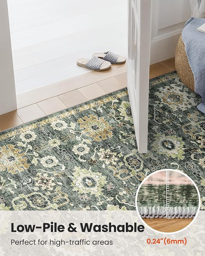 AMADA HOMEFURNISHING 9x12 Washable Area Rug, Low-Profile Large Area Rug - Image 8