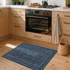 Blue Small 2x3 Entryway Rugs Indoor, Oriental Floral Kitchen Mats Non Slip - Image 3