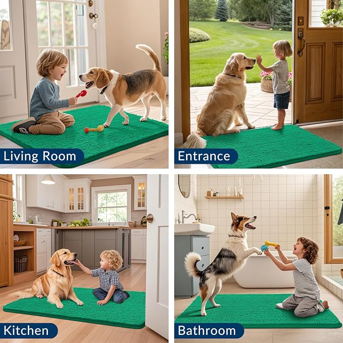 Smiry Dog Door Mat for Muddy Paws 36x24, Absorbent Dirt Trapper, Non-Slip - Image 7