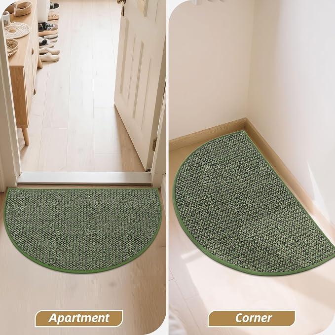 BEQHAUSE Dirt Trapper Door Mat 17" x 30" Half Circle Non Slip Washable Doormats - Image 9