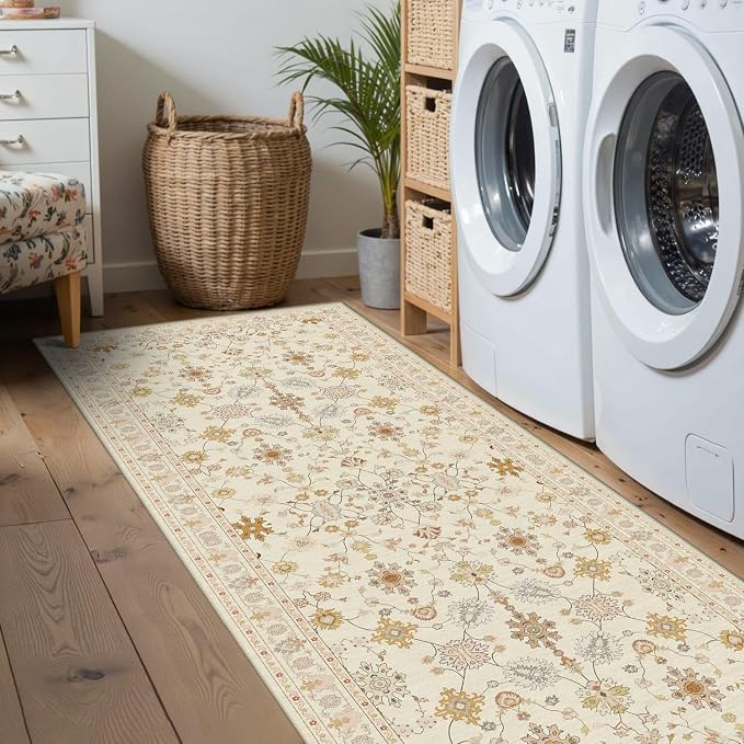 Rugxara 2x6 Floral Runner Rug, Washable Runners - Image 3