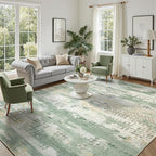DCX Abstract Area Rug 5x7, Washable Sage Green Modern Rug by DCXWashableRug