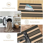 Striped Outdoor Front Door Mat 24"x51", Cotton Hand Woven Washable Black and - Image 4