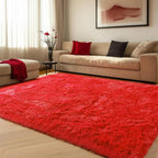 ONASAR Red Rugs for Living Room Bedroom, 5x8 Fluffy Bedside Area Rug, Soft - Image 4