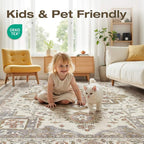 5x7 Washable Area Rugs for Living Room, Large Rug Non Slip Backing Vintage - Image 3