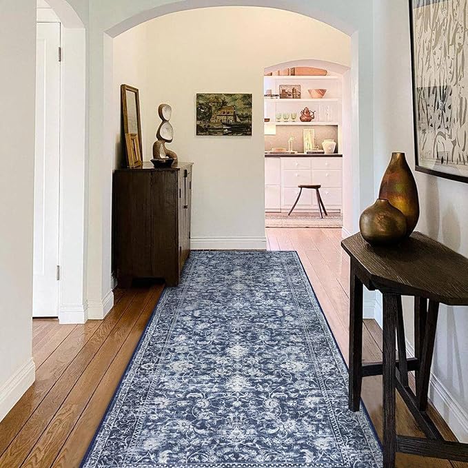 KILOCOCO Hallway Runner 3x8 Rug Runner Printed Vintage Floral Washable Kitchen - Image 8