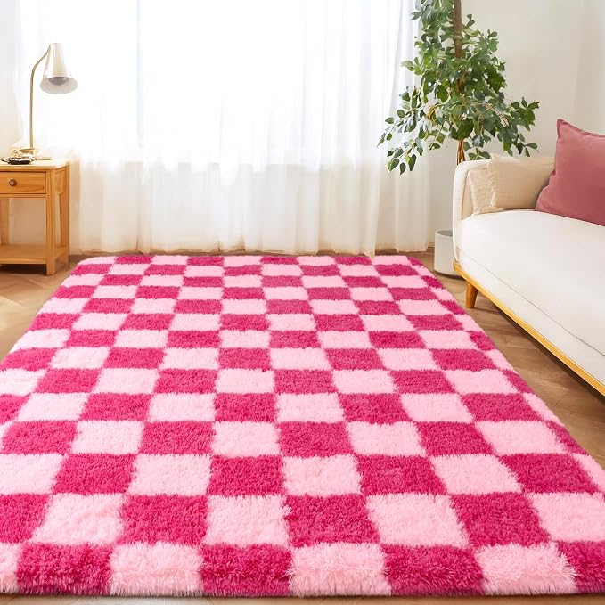 Checkered Rugs for Living Room Bedroom, 5x7 Area Rugs for Living Room, Modern by Awaytail