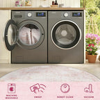 Latte&Fog 4ft Pink Floral Round Circle Area Rug, Low Pile Non Slip Indoor Small - Image 8