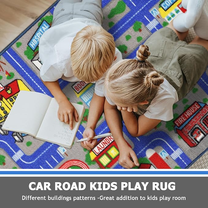 Capslpad Blue Car Road Kid Rug Carpet Playmat - Image 5