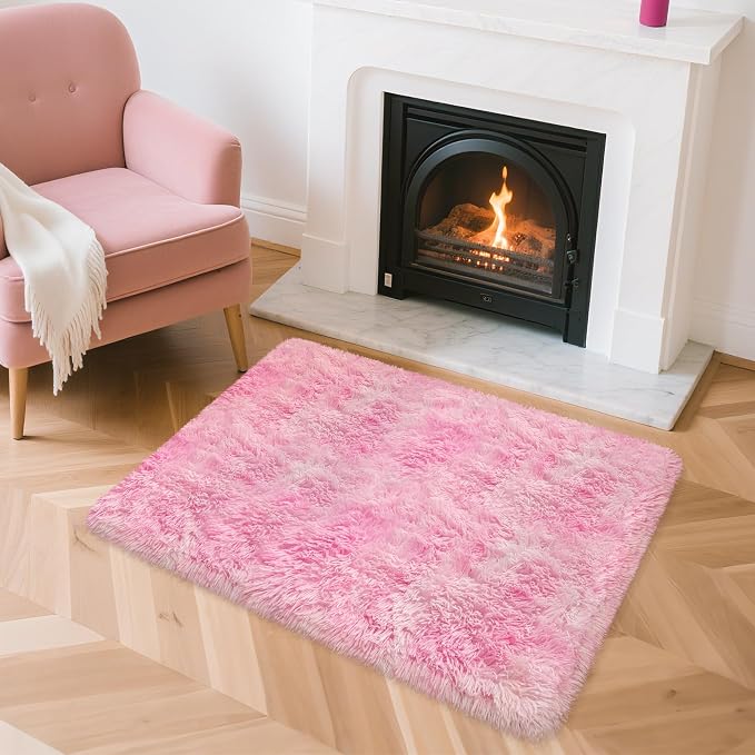 2x3 Small Pink Rug for Girls Room Soft Plush Pink Fluffy Rug for Bedroom Girls - Image 3