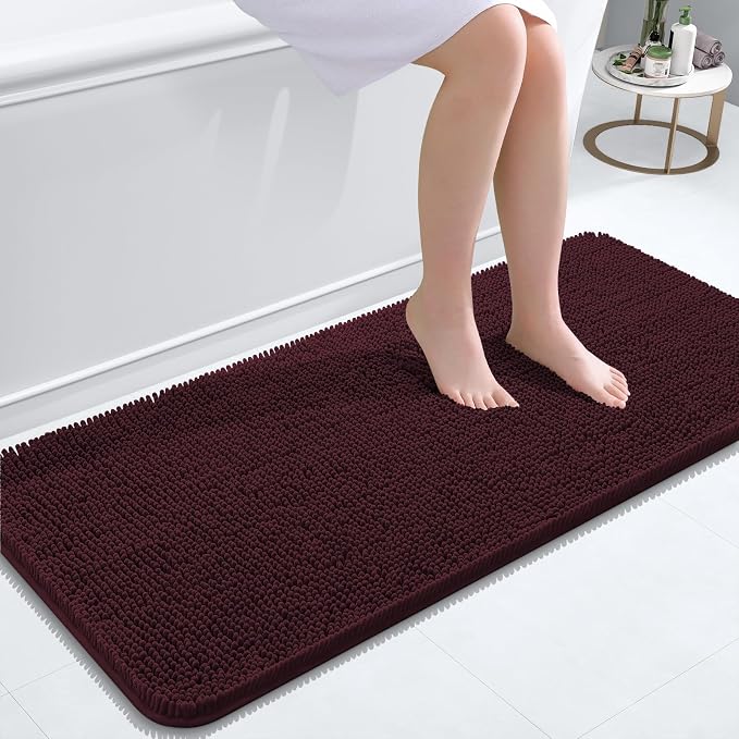 OLANLY Bathroom Runner Rugs 47x20, Soft Absorbent Chenille Bath Rugs, Rubber by OLANLY