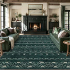 SERISSA 9x12 Area Rugs for Living Room, Washable Non-Slip Dark Green Boho Rug by SERISSAHomeDecorCollection