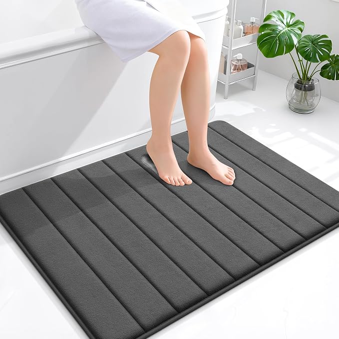 OLANLY Memory Foam Bath Mat 40x32, Super Soft Absorbent Bathroom Rugs, Quick Dry by OLANLY