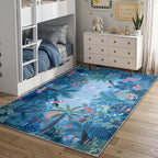 LIVEBOX Washable Jungle Animal Print 5x7 Blue Rug - Image 3