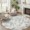 DCX Pink Botanical 5x5 Rug, Machine Washable Non Slip Stain Resistant Carpet by DCXWashableRug