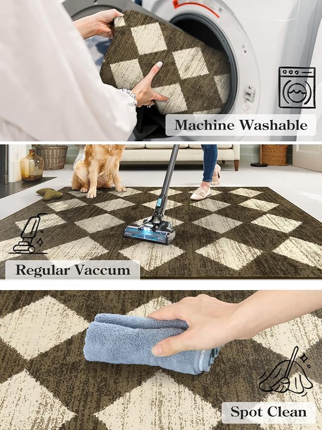 Lahome Zelie Washable Kitchen Runner Rug 2x6, Moroccan Trellis Non Skid Low - Image 5