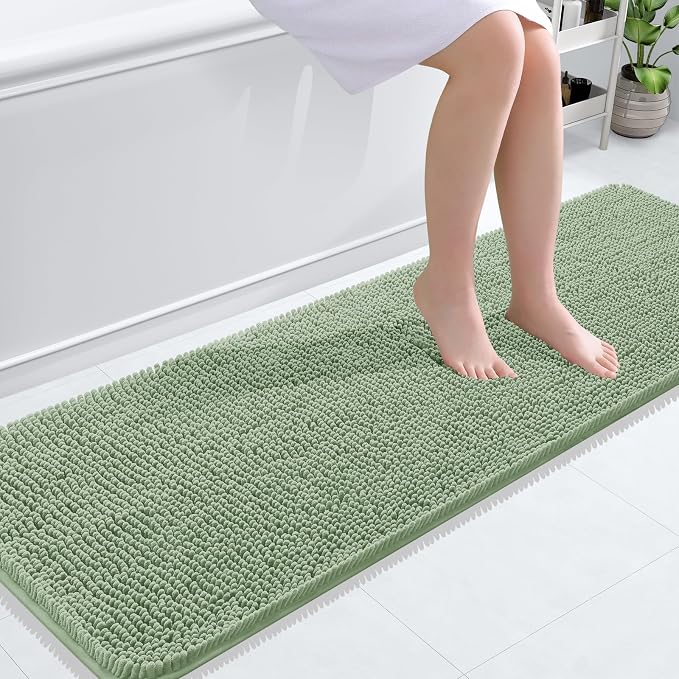 OLANLY Bathroom Runner Rugs 59x20, Soft Absorbent Chenille Bath Rugs, Rubber by OLANLY