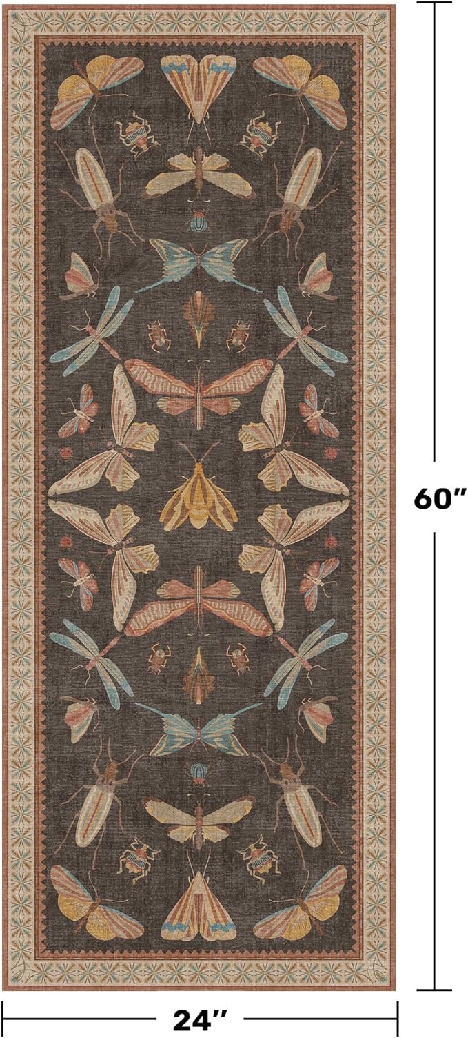Brown 2x5 Entryway Runner Rug, Washable Non Slip Carpet - Image 2
