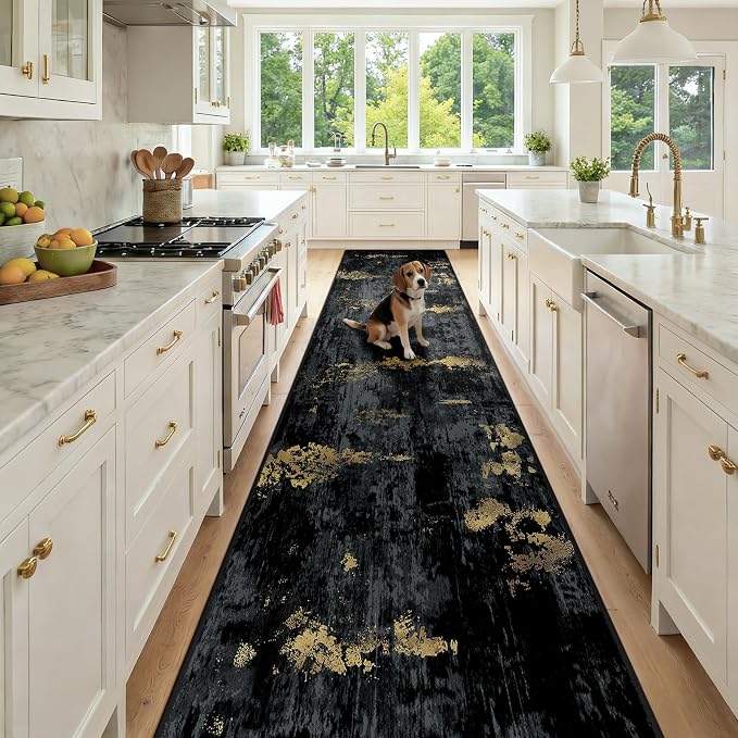 RELEANY Washable Area Rugs 3x12 Non-Slip Modern Abstract Soft by RELEANY