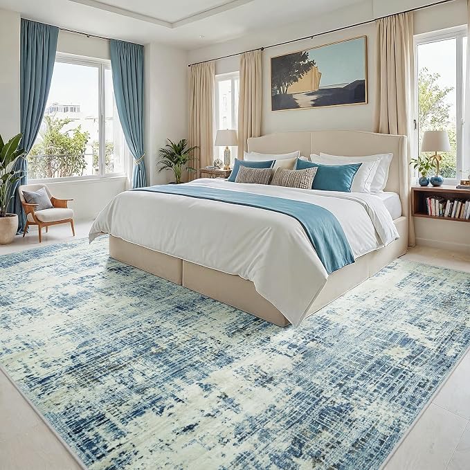 10x14 Area Rugs for Living Room Washable Rug: Anti-Skid Abstract Modern Living - Image 2