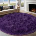 Round Purple Rug for Bedroom, 8 ft Circle Area Rugs for Living Room, Soft Large by WISHTREE