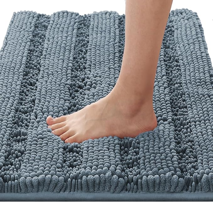 H.VERSAILTEX Bath Mats for Bathroom Non Slip Luxury Chenille Striped Bath Rug by HVERSAILTEX