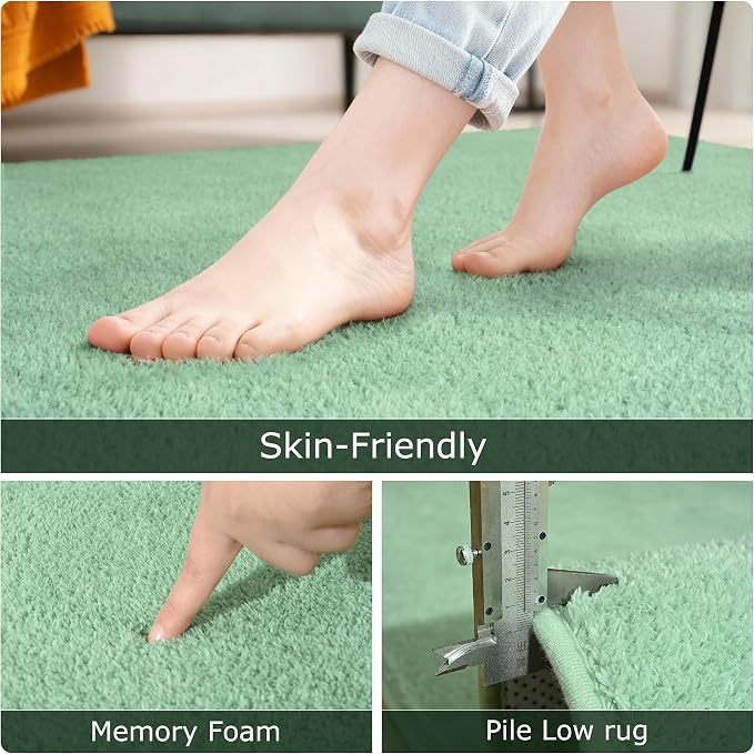 Keeko 2x6 Sage Green Area Rugs for Bedroom, Soft Modern Living Room Rug Indoor - Image 7