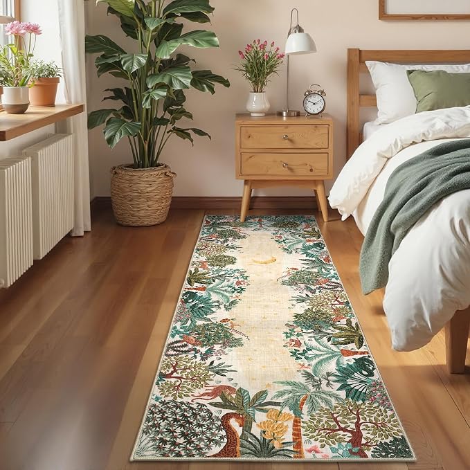 GarveeHome 2.5x8 Jungle Hallway Runner Rug, Soft Beige Animal Long Kitchen - Image 7