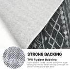 KUTA 2x6 Washable Runner Rug Non-Slip, Dark Grey Beige Moroccan Boho Rug Runner - Image 6