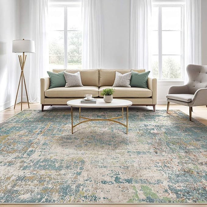 6x9 Area Rugs Living Room: Washable Large Abstract Neutral Modern Soft Rugs - Image 5