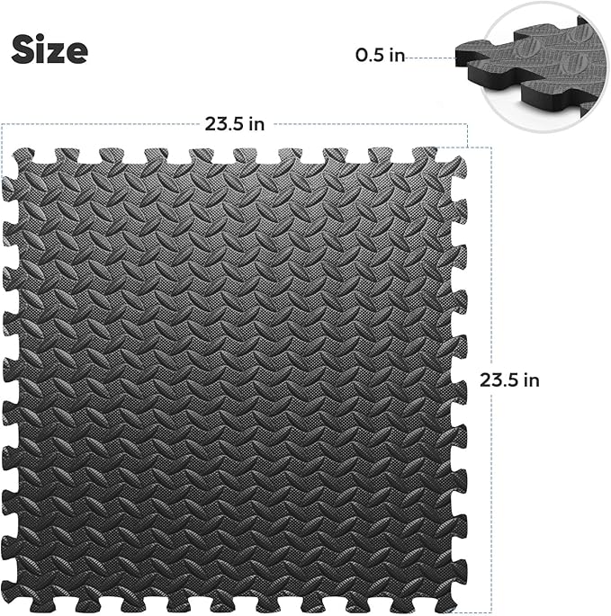 Home Gym Mat, Puzzle Exercise Mat, EVA Interlocking Foam Floor Tiles - Image 2