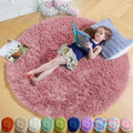 Amdrebio Blush Fluffy Round Rug 4Ft by Amdrebio