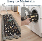 Black Floral Dog Rug Runner, 2x5 Washable Kitchen Mat Ultra-Thin Soft, Non-Slip - Image 5