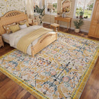 AMTOVO 9x12 Washable Area Rugs for Living Room, Non-Slip&Non-Shedding Floral - Image 3